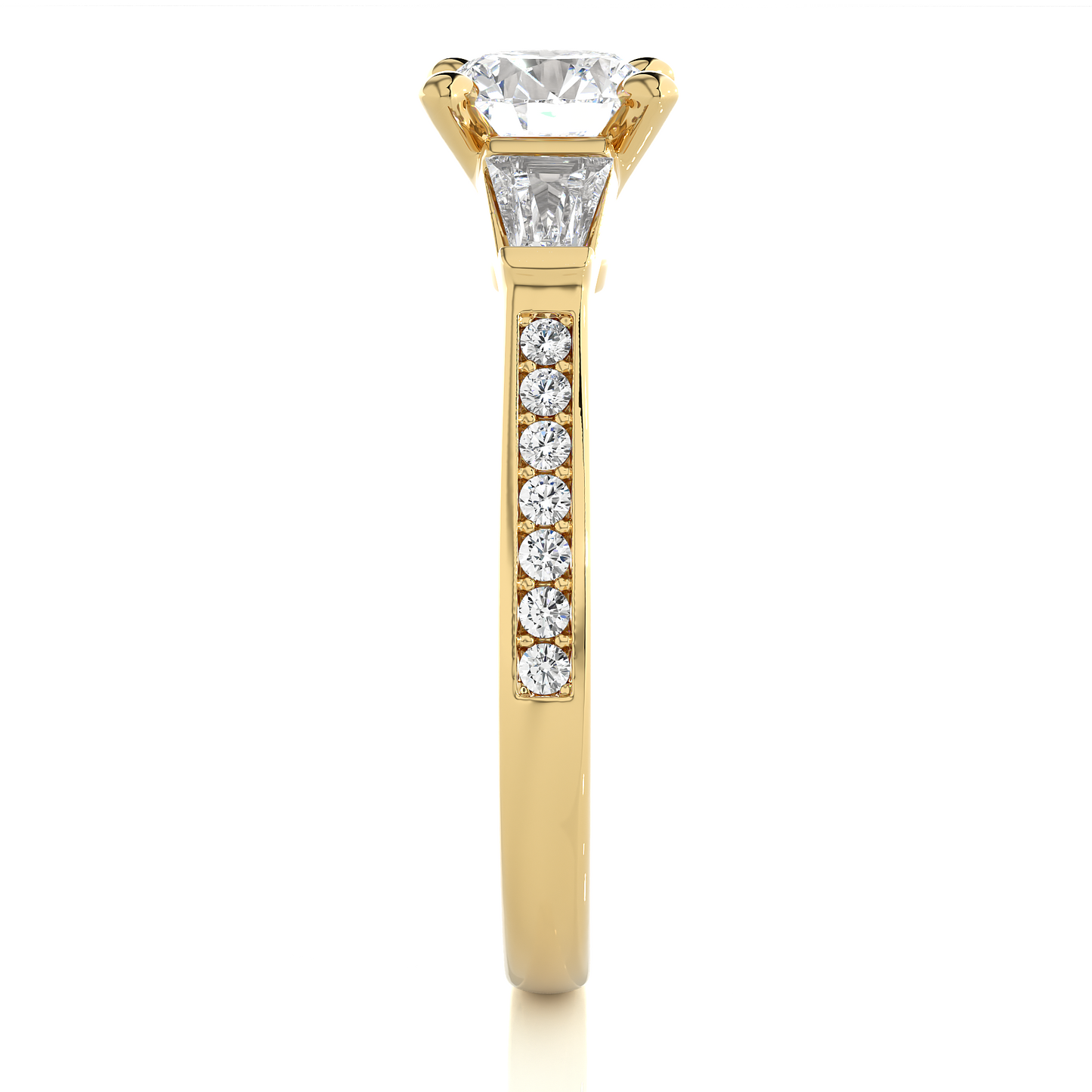 1.68 ct three stone diamond as well as pave and side stones Best gift ring for wedding - HIGHCARAT DIAMONDS
