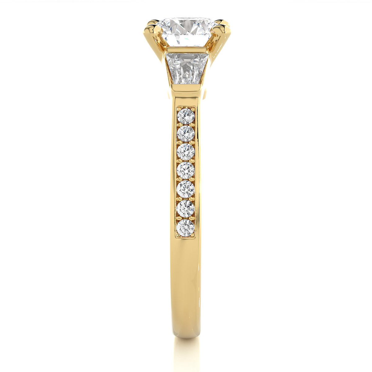 1.68 ct three stone diamond as well as pave and side stones Best gift ring for wedding - HIGHCARAT DIAMONDS