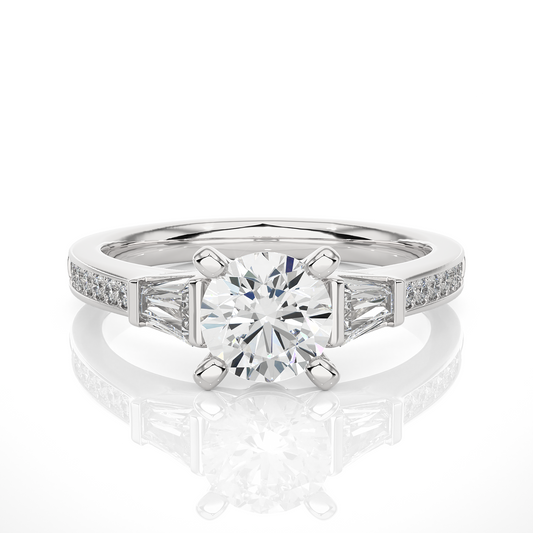 1.68 ct three stone diamond as well as pave and side stones Best gift ring for wedding - HIGHCARAT DIAMONDS