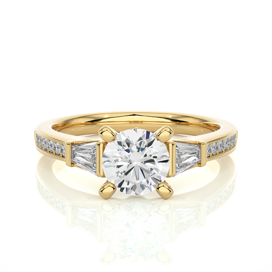 1.68 ct three stone diamond as well as pave and side stones Best gift ring for wedding - HIGHCARAT DIAMONDS