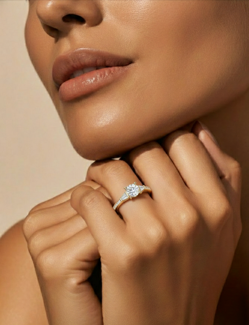 1.68 ct three stone diamond as well as pave and side stones Best gift ring for wedding