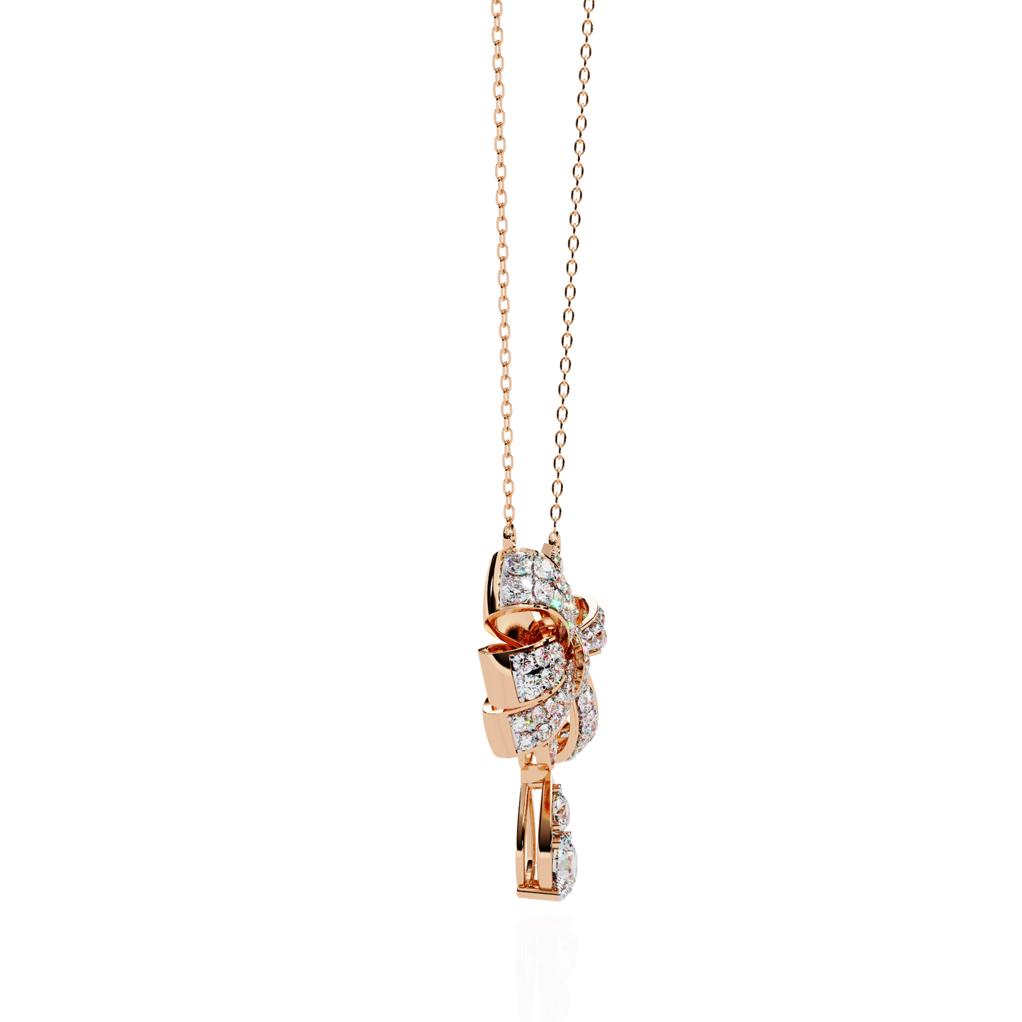 1.69 Ct Round Cut Lab Grown Diamond Infinity Shape 18k Solid Rose Gold  Delicate Classic Dainty Bridal Pendant Necklace - HIGHCARAT DIAMONDS