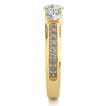 1.70 CT Three Stone And Pave and Side Stones  Wedding Lab Grown Diamond Ring , Accented Best Gift  For Her