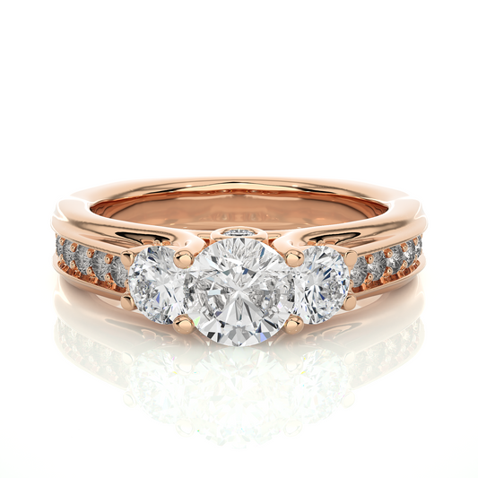 1.70 CT Three Stone And Pave and Side Stones  Wedding Lab Grown Diamond Ring , Accented Best Gift  For Her - HIGHCARAT DIAMONDS