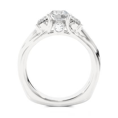 1.70 CT Three Stone And Pave and Side Stones  Wedding Lab Grown Diamond Ring , Accented Best Gift  For Her