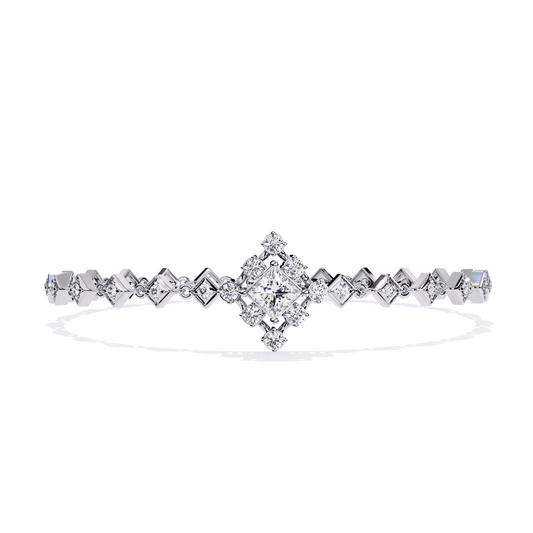 1.70Ct Princess And Round Cut Top Grade Diamond Halo Style Dainty Elegant Handcrafted Tennis Bracelet For Her - HIGHCARAT DIAMONDS
