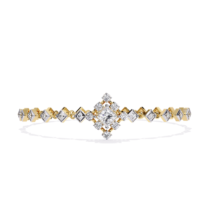 1.70Ct Princess And Round Cut Top Grade Diamond Halo Style Dainty Elegant Handcrafted Tennis Bracelet For Her - HIGHCARAT DIAMONDS