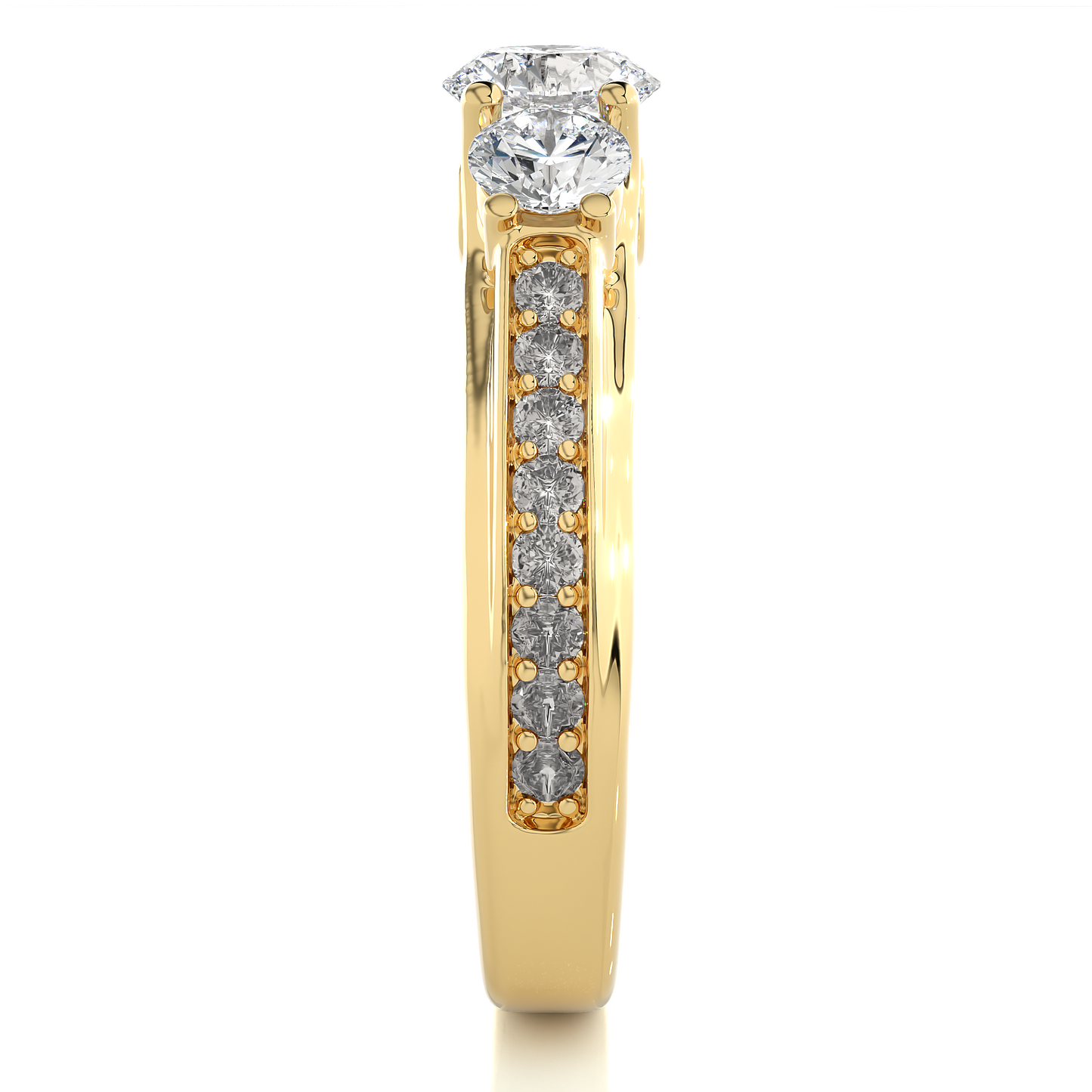 1.70 CT Three Stone And Pave and Side Stones  Wedding Lab Grown Diamond Ring , Accented Best Gift  For Her - HIGHCARAT DIAMONDS