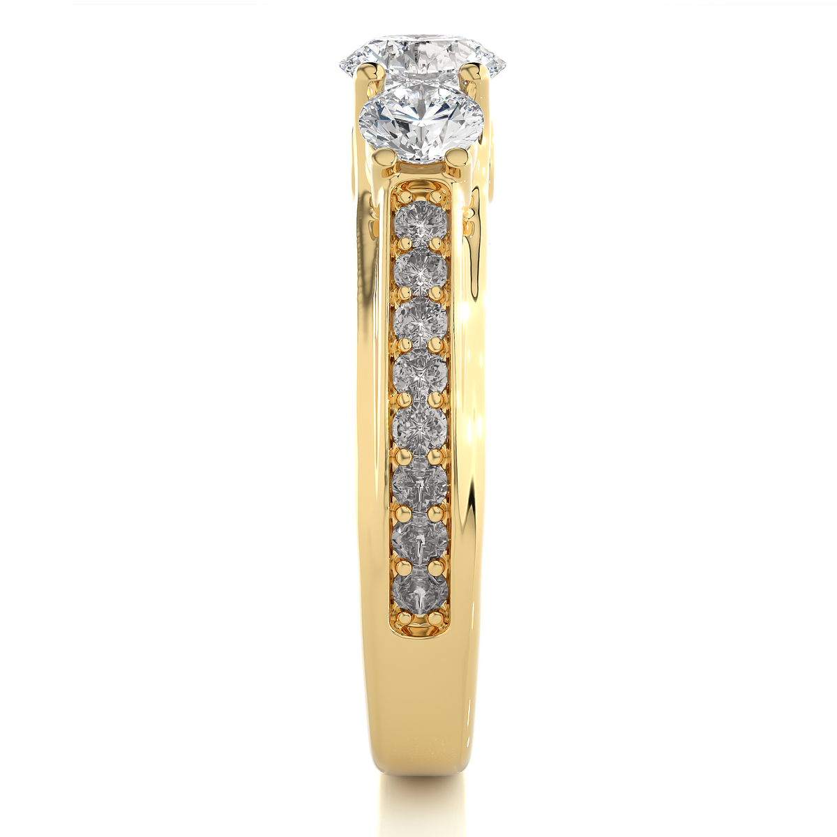1.70 CT Three Stone And Pave and Side Stones  Wedding Lab Grown Diamond Ring , Accented Best Gift  For Her - HIGHCARAT DIAMONDS