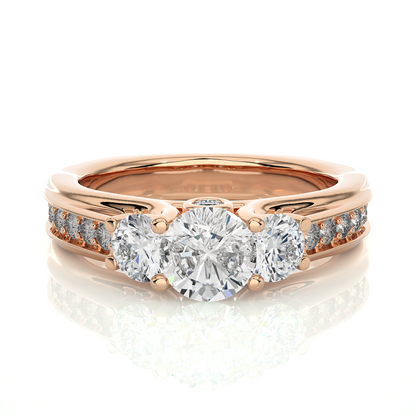 1.70 CT Three Stone And Pave and Side Stones  Wedding Lab Grown Diamond Ring , Accented Best Gift  For Her - HIGHCARAT DIAMONDS