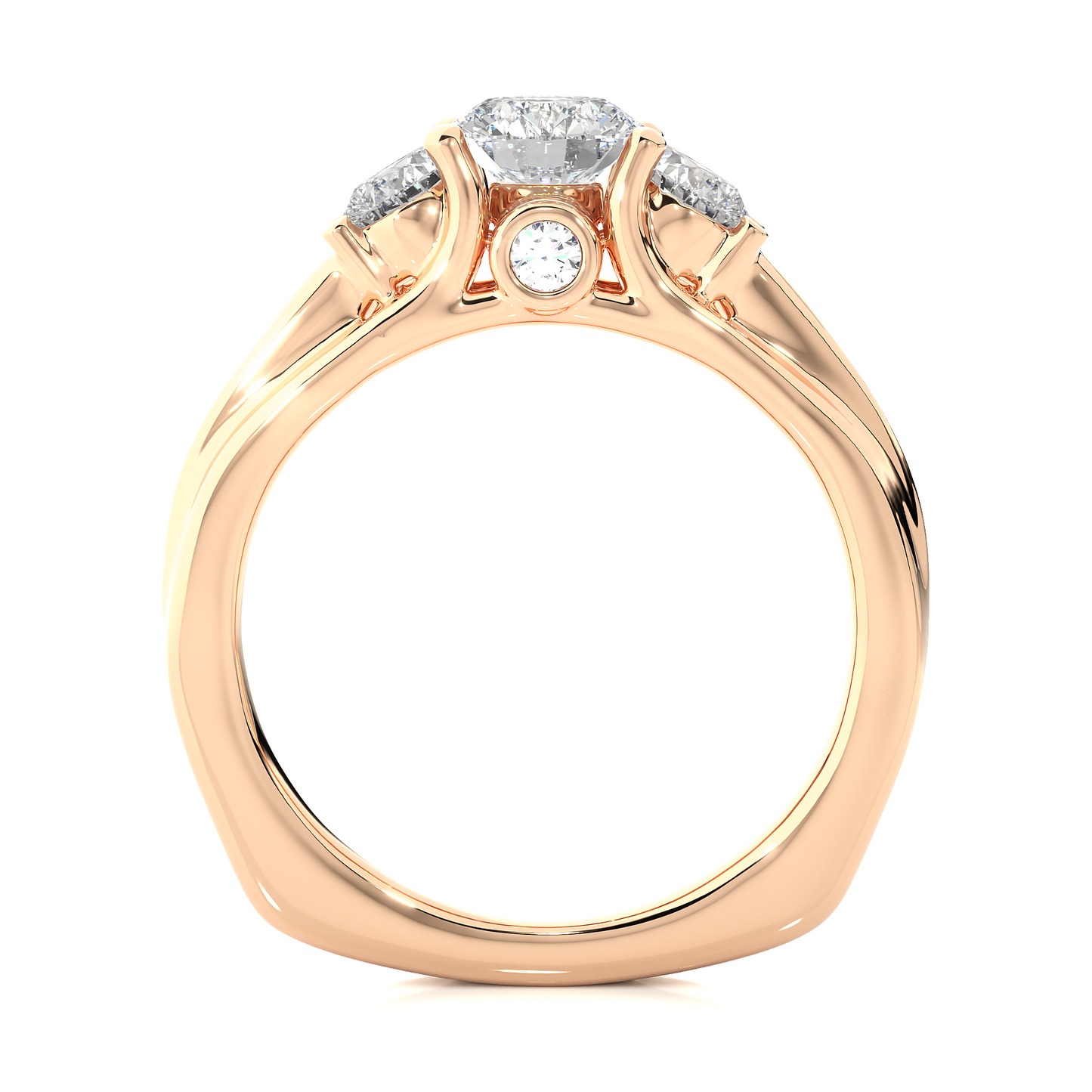 1.70 CT Three Stone And Pave and Side Stones  Wedding Lab Grown Diamond Ring , Accented Best Gift  For Her - HIGHCARAT DIAMONDS