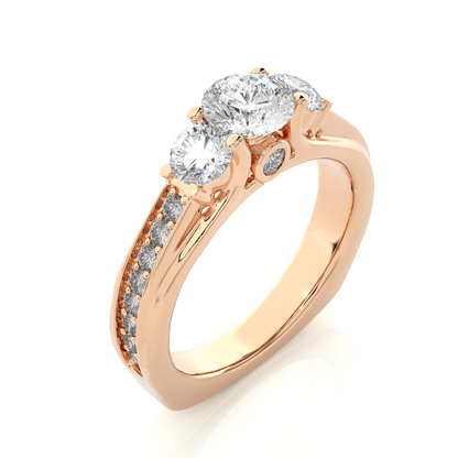 1.70 CT Three Stone And Pave and Side Stones  Wedding Lab Grown Diamond Ring , Accented Best Gift  For Her - HIGHCARAT DIAMONDS