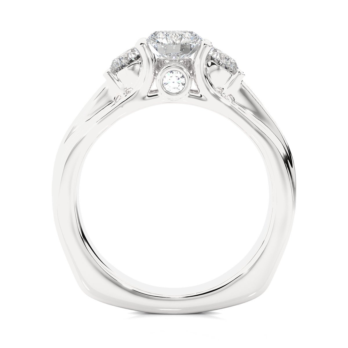 1.70 CT Three Stone And Pave and Side Stones  Wedding Lab Grown Diamond Ring , Accented Best Gift  For Her - HIGHCARAT DIAMONDS