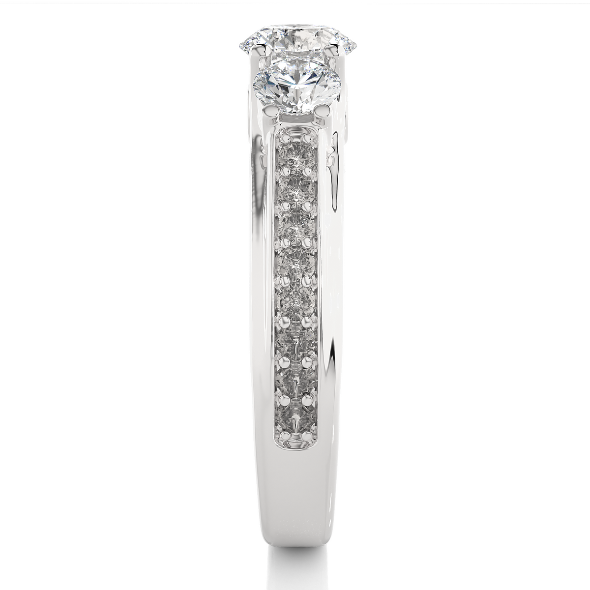 1.70 CT Three Stone And Pave and Side Stones  Wedding Lab Grown Diamond Ring , Accented Best Gift  For Her - HIGHCARAT DIAMONDS