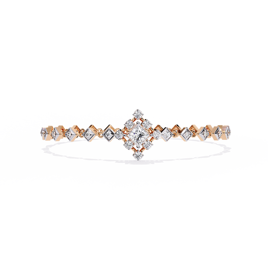 1.70Ct Princess And Round Cut Top Grade Diamond Halo Style Dainty Elegant Handcrafted Tennis Bracelet For Her - HIGHCARAT DIAMONDS