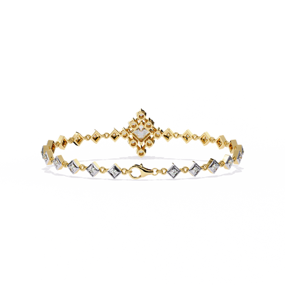 1.70Ct Princess And Round Cut Top Grade Diamond Halo Style Dainty Elegant Handcrafted Tennis Bracelet For Her - HIGHCARAT DIAMONDS