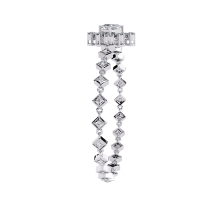1.70Ct Princess And Round Cut Top Grade Diamond Halo Style Dainty Elegant Handcrafted Tennis Bracelet For Her - HIGHCARAT DIAMONDS