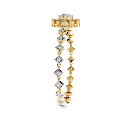 1.70Ct Princess And Round Cut Top Grade Diamond Halo Style Dainty Elegant Handcrafted Tennis Bracelet For Her - HIGHCARAT DIAMONDS