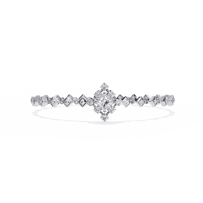 1.70Ct Princess And Round Cut Top Grade Diamond Halo Style Dainty Elegant Handcrafted Tennis Bracelet For Her - HIGHCARAT DIAMONDS