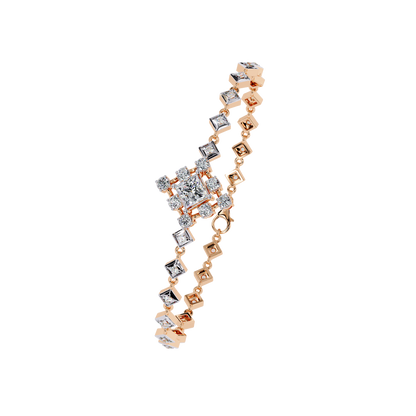 1.70Ct Princess And Round Cut Top Grade Diamond Halo Style Dainty Elegant Handcrafted Tennis Bracelet For Her - HIGHCARAT DIAMONDS