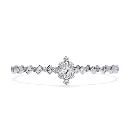 1.70Ct Princess And Round Cut Top Grade Diamond Halo Style Dainty Elegant Handcrafted Tennis Bracelet For Her - HIGHCARAT DIAMONDS