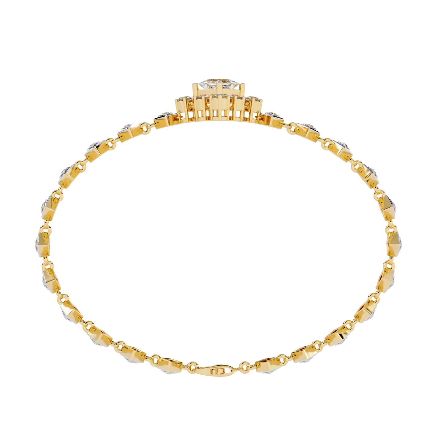 1.70Ct Princess And Round Cut Top Grade Diamond Halo Style Dainty Elegant Handcrafted Tennis Bracelet For Her - HIGHCARAT DIAMONDS