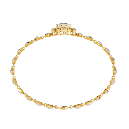 1.70Ct Princess And Round Cut Top Grade Diamond Halo Style Dainty Elegant Handcrafted Tennis Bracelet For Her - HIGHCARAT DIAMONDS