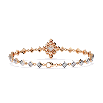 1.70Ct Princess And Round Cut Top Grade Diamond Halo Style Dainty Elegant Handcrafted Tennis Bracelet For Her - HIGHCARAT DIAMONDS