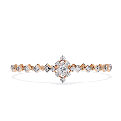 1.70Ct Princess And Round Cut Top Grade Diamond Halo Style Dainty Elegant Handcrafted Tennis Bracelet For Her - HIGHCARAT DIAMONDS