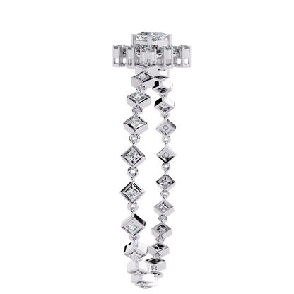 1.70Ct Princess And Round Cut Top Grade Diamond Halo Style Dainty Elegant Handcrafted Tennis Bracelet For Her - HIGHCARAT DIAMONDS