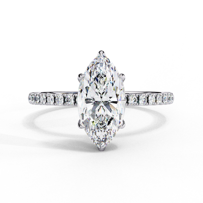 Elegant Marquise Cut 1.72 Ct Lab Grown Diamond Ring for Women with Side Small Loose Diamonds  Perfect for Daily Wear - HIGHCARAT DIAMONDS