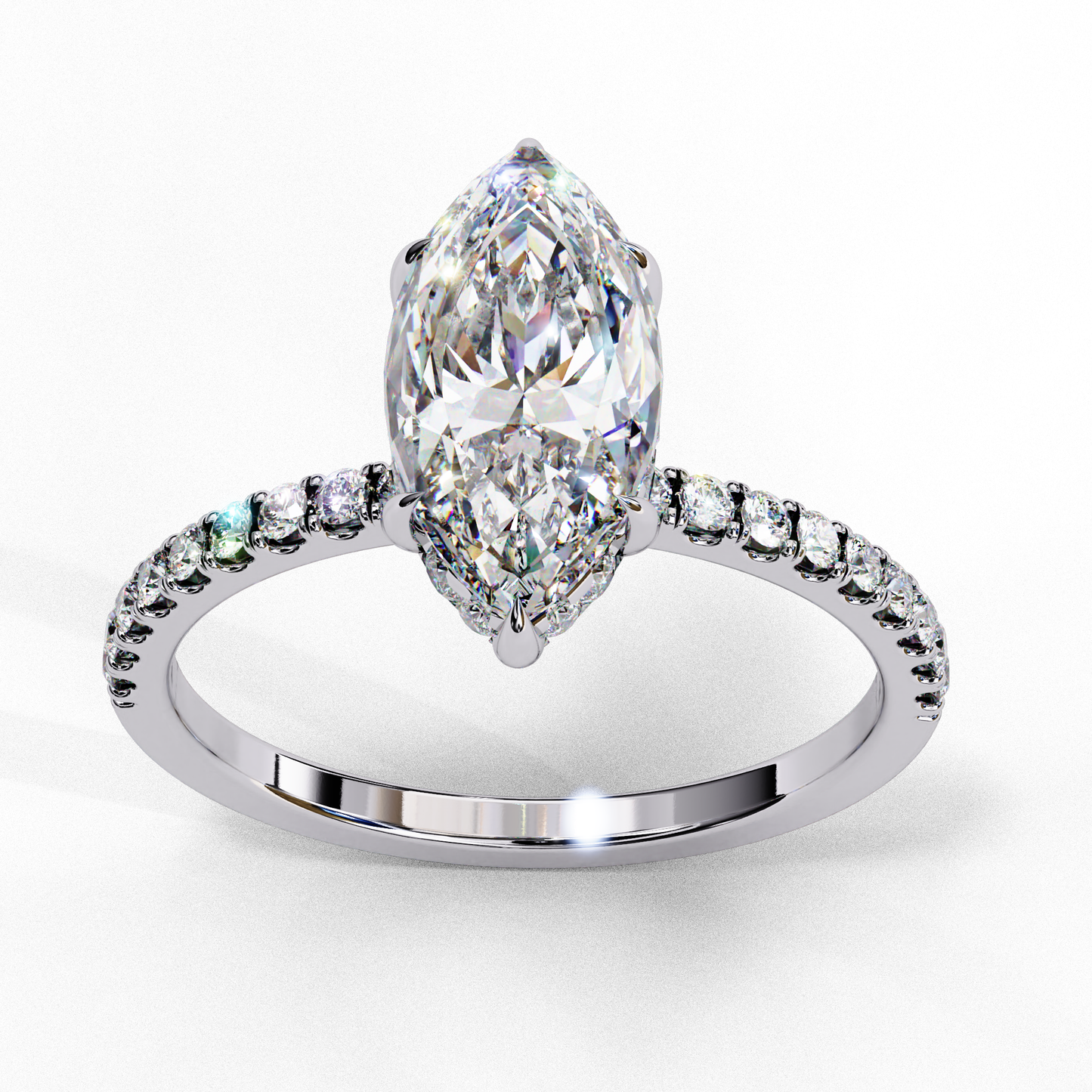 Elegant Marquise Cut 1.72 Ct Lab Grown Diamond Ring for Women with Side Small Loose Diamonds  Perfect for Daily Wear - HIGHCARAT DIAMONDS