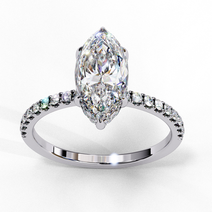 Elegant Marquise Cut 1.72 Ct Lab Grown Diamond Ring for Women with Side Small Loose Diamonds  Perfect for Daily Wear - HIGHCARAT DIAMONDS