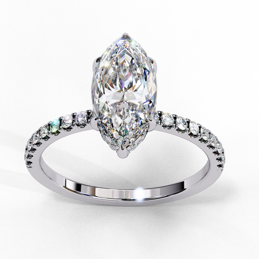 Elegant Marquise Cut 1.72 Ct Lab Grown Diamond Ring for Women with Side Small Loose Diamonds  Perfect for Daily Wear - HIGHCARAT DIAMONDS