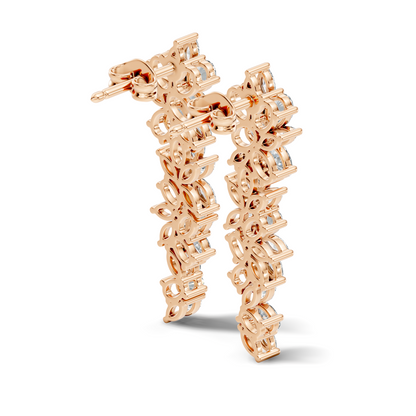 1.75 CT Oval Marquise Cut Diamond Cluster Stud Earrings In 14K Solid Gold