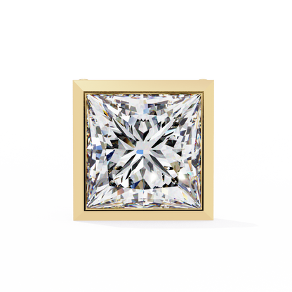 1.77Ct Princess Cut White Colorless Diamond Solitaire Dainty Bezel Set Perfect Sparkling Stud Earring Gift For Her - HIGHCARAT DIAMONDS