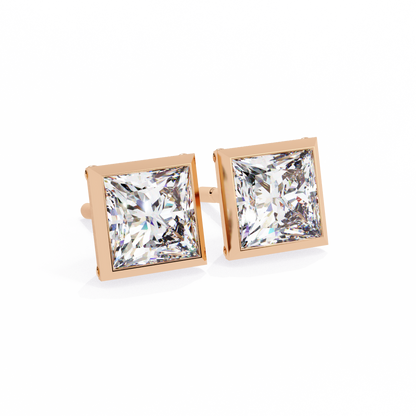 1.77Ct Princess Cut White Colorless Diamond Solitaire Dainty Bezel Set Perfect Sparkling Stud Earring Gift For Her - HIGHCARAT DIAMONDS