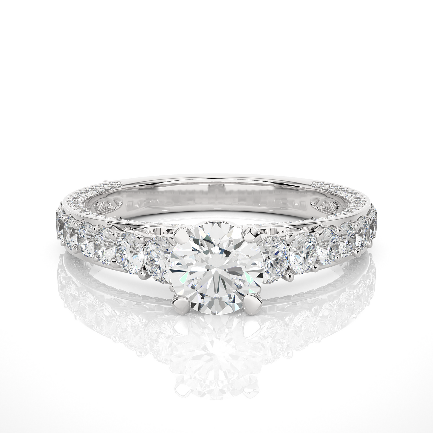 1.79 Ct Round Cut Lab Grown Diamond Fabulous 14K Accented Rings For Every Occasion,