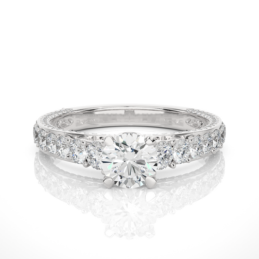 1.79 Ct Round Cut Lab Grown Diamond Fabulous 14K Accented Rings For Every Occasion, - HIGHCARAT DIAMONDS