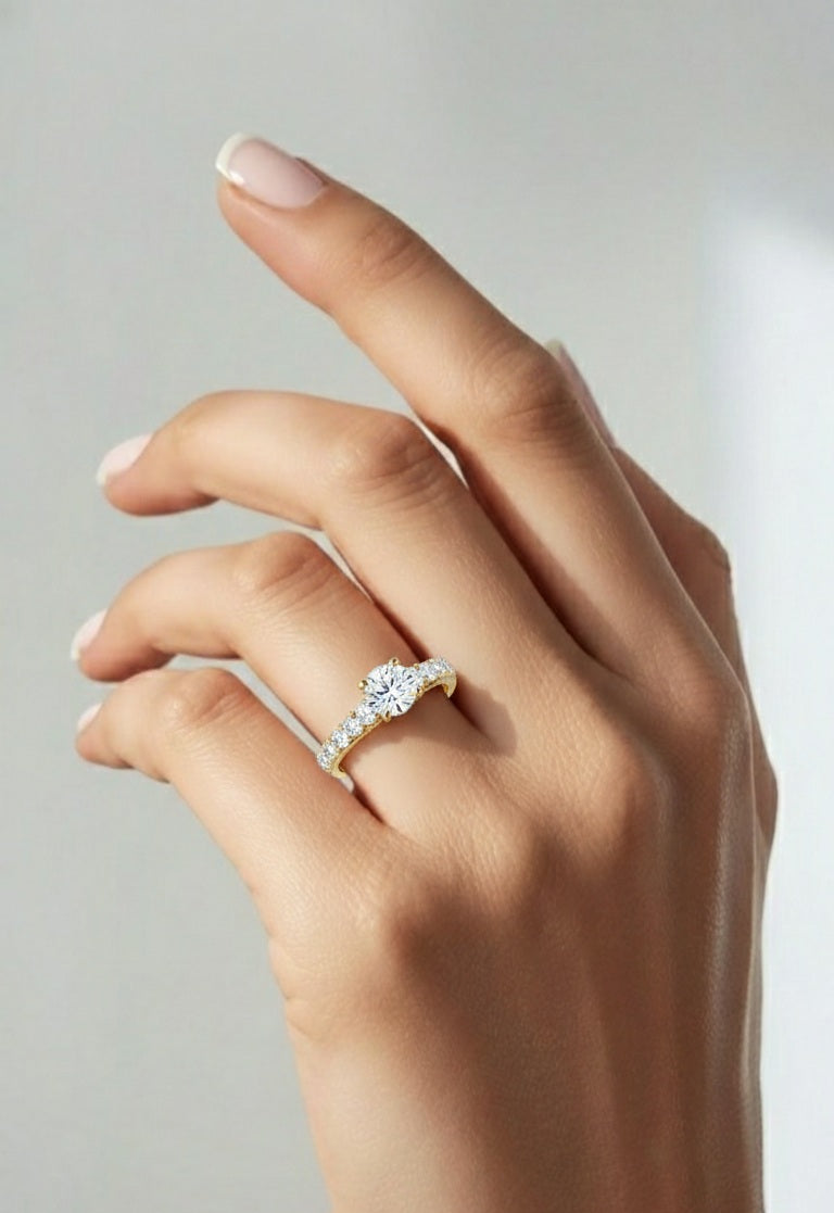 1.79 Ct Round Cut Lab Grown Diamond Fabulous 14K Accented Rings For Every Occasion, - HIGHCARAT DIAMONDS #wearthelook