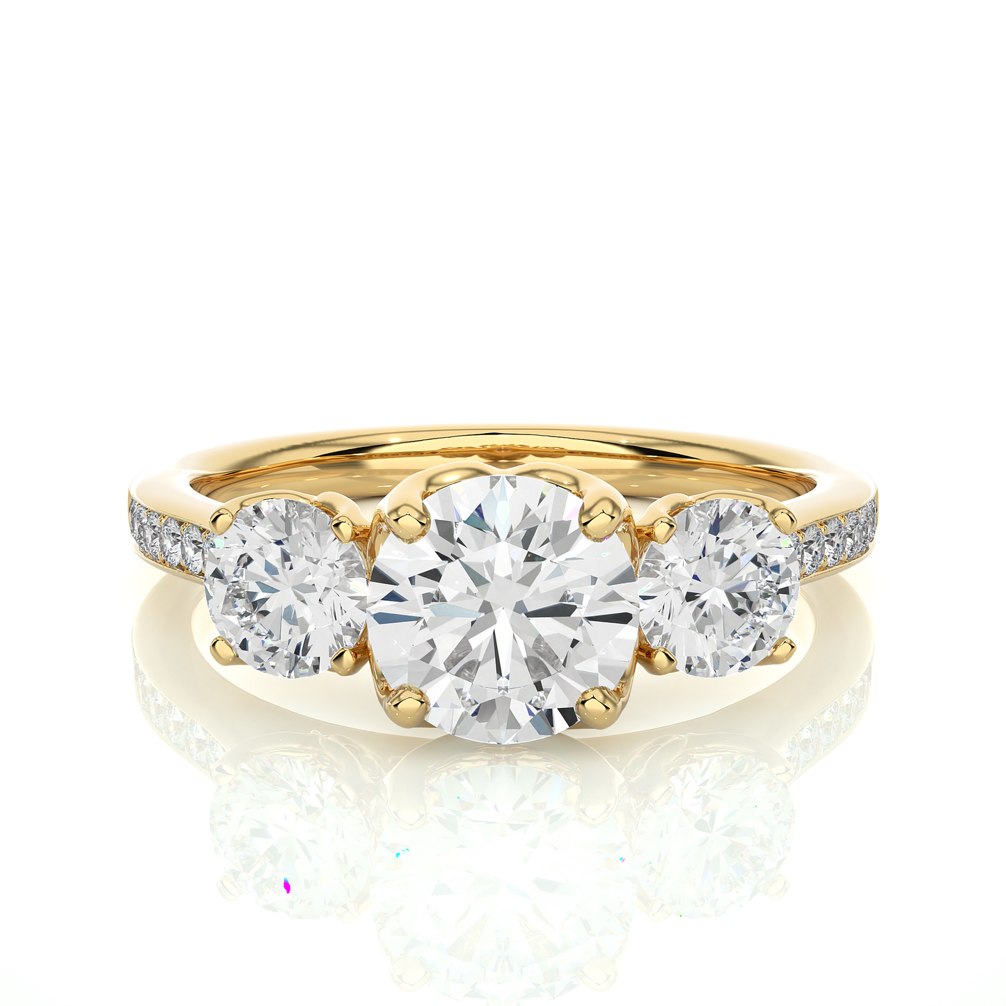 1.80 Ct Round Three Stone Wedding Lab Grown Diamond  Ring for engagement - HIGHCARAT DIAMONDS