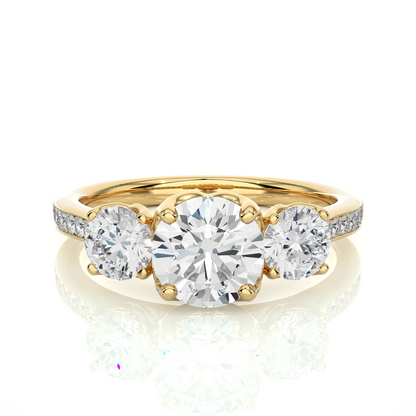 1.80 Ct Round Three Stone Wedding Lab Grown Diamond  Ring for engagement - HIGHCARAT DIAMONDS