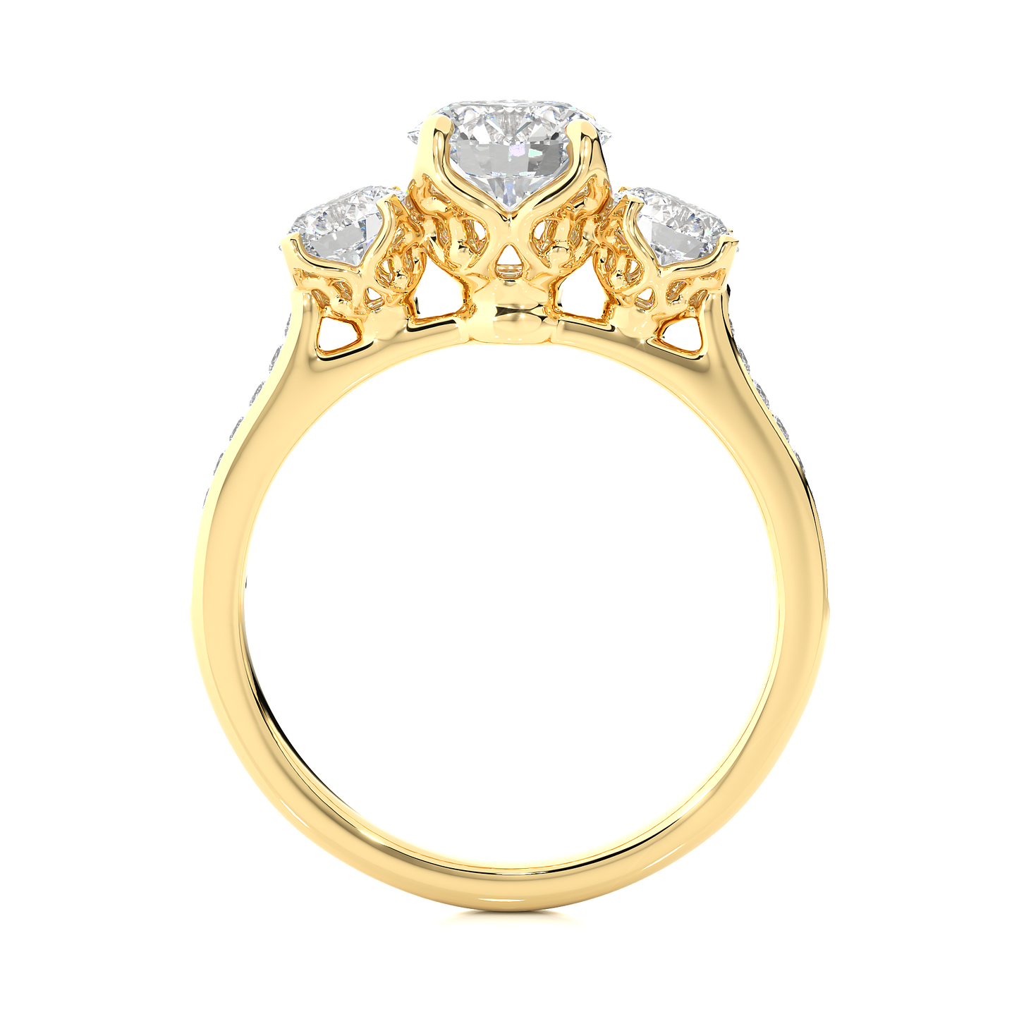 1.80 Ct Round Three Stone Wedding Lab Grown Diamond  Ring for engagement - HIGHCARAT DIAMONDS