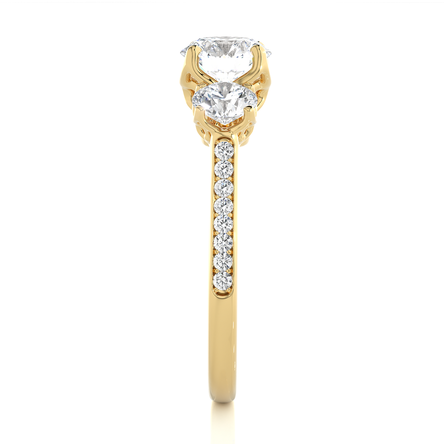 1.80 Ct Round Three Stone Wedding Lab Grown Diamond  Ring for engagement - HIGHCARAT DIAMONDS