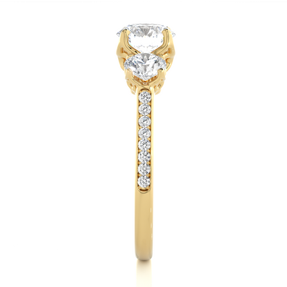 1.80 Ct Round Three Stone Wedding Lab Grown Diamond  Ring for engagement - HIGHCARAT DIAMONDS
