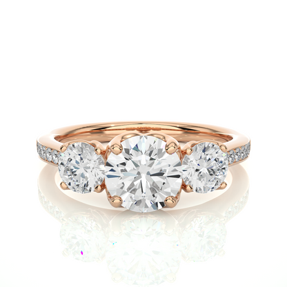 1.80 Ct Round Three Stone Wedding Lab Grown Diamond  Ring for engagement - HIGHCARAT DIAMONDS