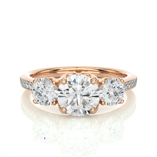 1.80 Ct Round Three Stone Wedding Lab Grown Diamond  Ring for engagement - HIGHCARAT DIAMONDS