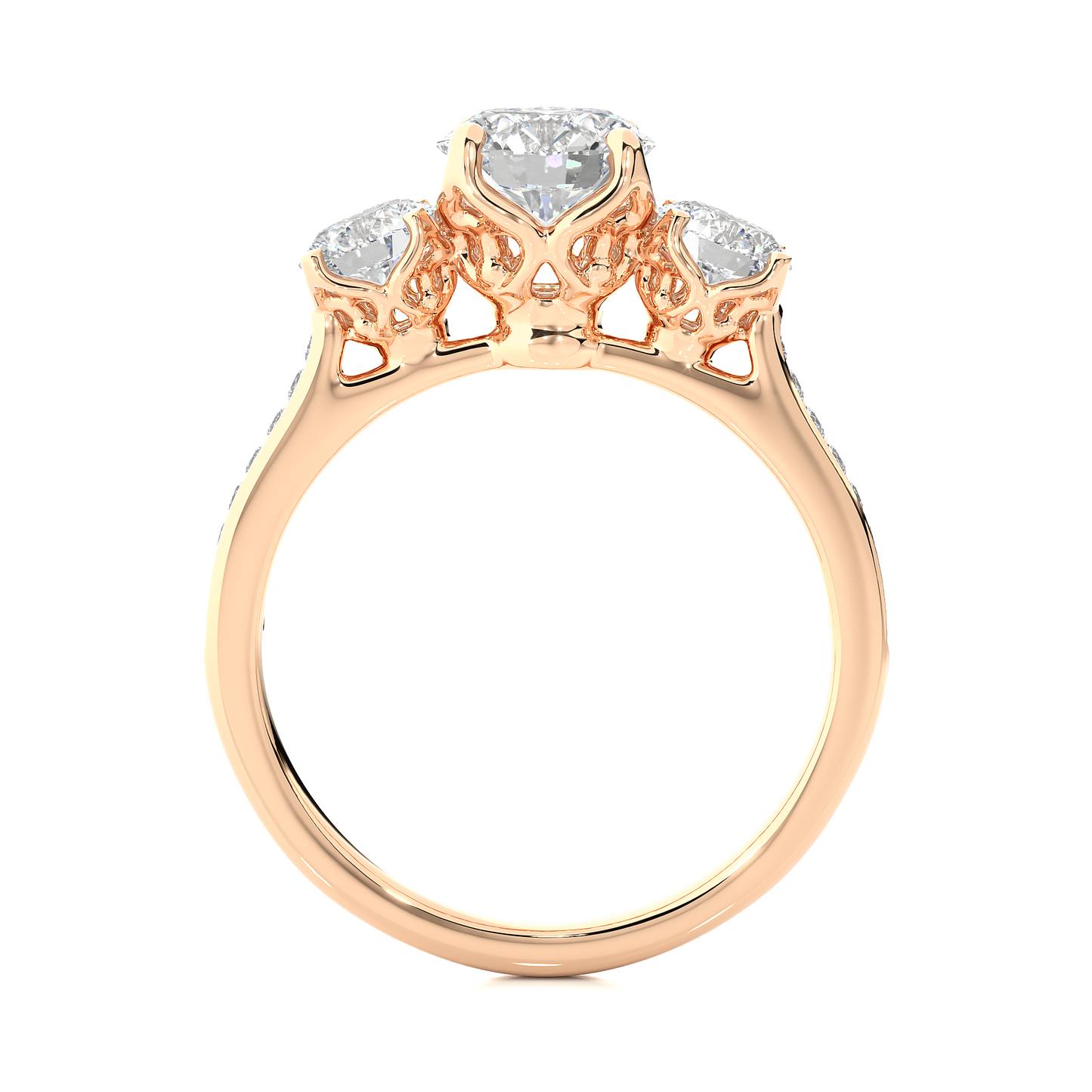 1.80 Ct Round Three Stone Wedding Lab Grown Diamond  Ring for engagement - HIGHCARAT DIAMONDS