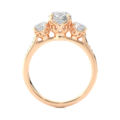 1.80 Ct Round Three Stone Wedding Lab Grown Diamond  Ring for engagement - HIGHCARAT DIAMONDS