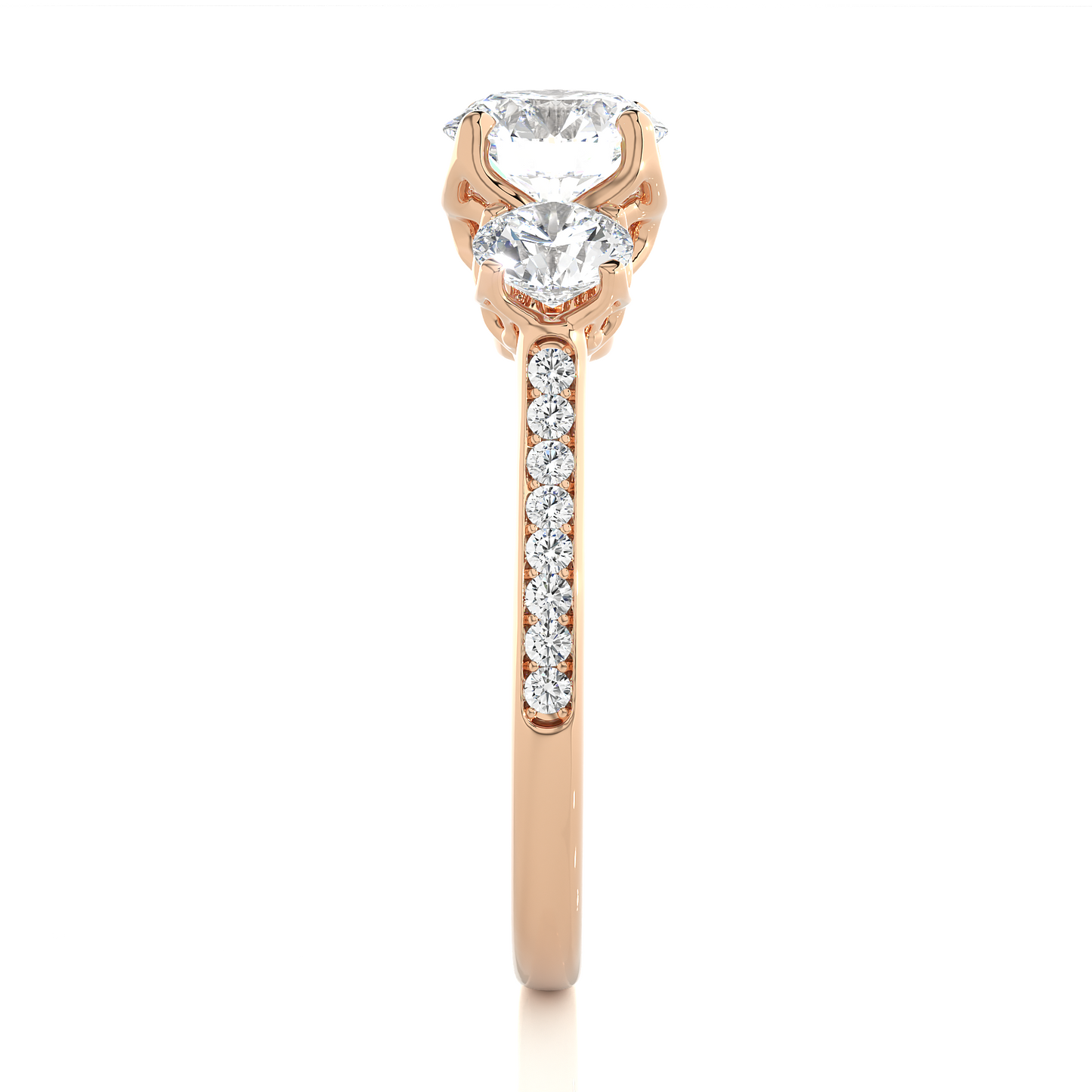 1.80 Ct Round Three Stone Wedding Lab Grown Diamond  Ring for engagement - HIGHCARAT DIAMONDS